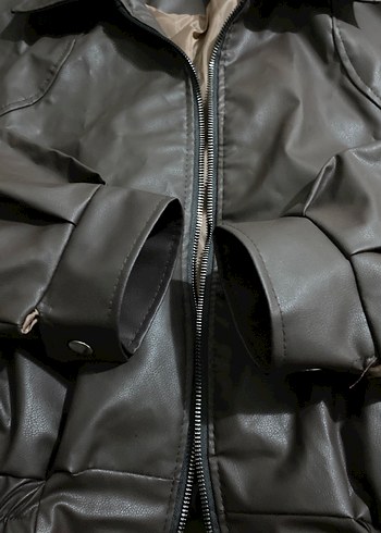 Vintage Kahverengi Deri Ceket - Görsel 3