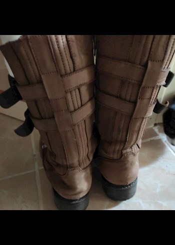 37 Beden Kahverengi Deri Bağcıklı Stiletto topuklu Kadın Çizme