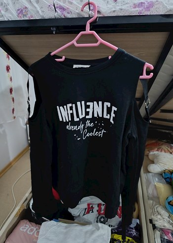 Siyah Baskılı Uzun Kollu Kadın Sweatshirt