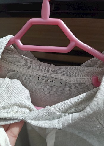 xl Beden gri Renk Gri Kapüşonlu Kadın Sweatshirt