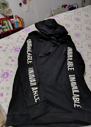Defacto siyah kol yazılı sweatshirt
