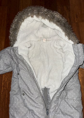 Gri Kürklü Kapüşonlu Kozmonot Tulum - Görsel 4