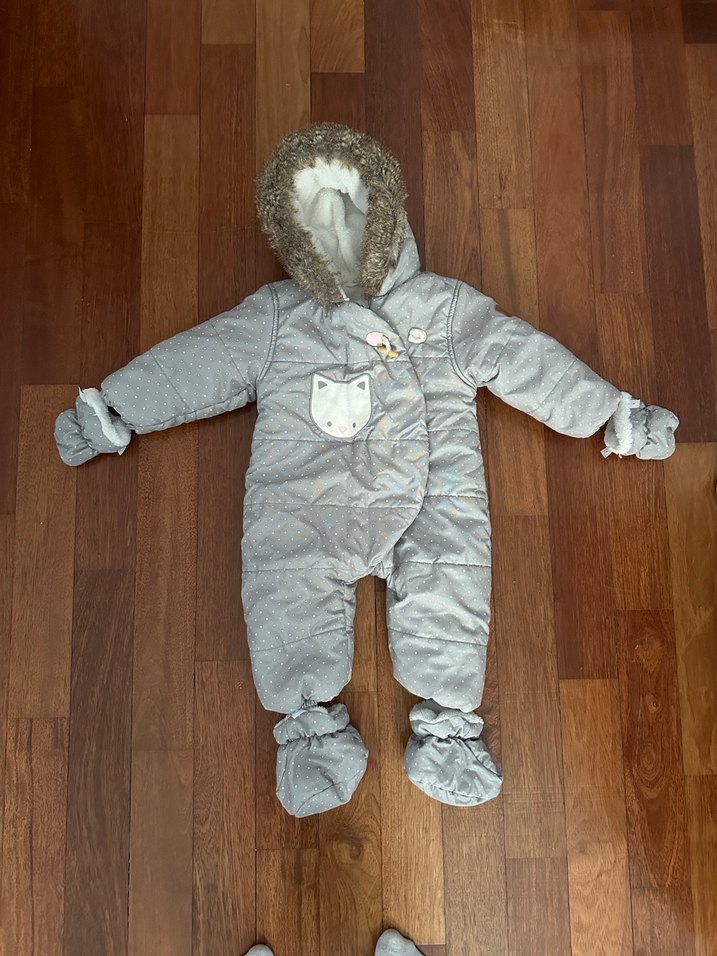 Gri Kürklü Kapüşonlu Kozmonot Tulum - Görsel 2