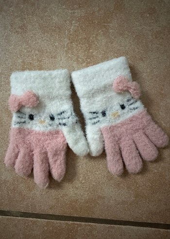 Nakışlı Pembe Kız Çocuk Eldiveni - Görsel 2