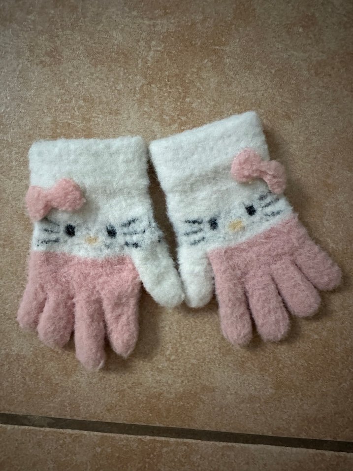Nakışlı Pembe Kız Çocuk Eldiveni - Görsel 2
