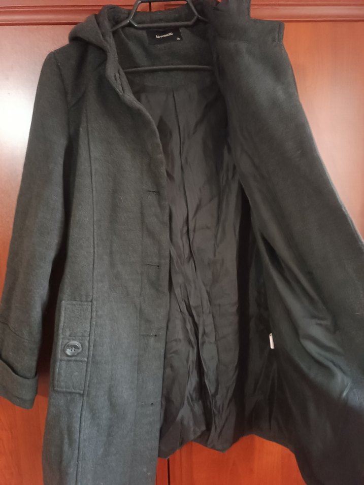 Kapüşonlu Antrasit Kaban - Görsel 3