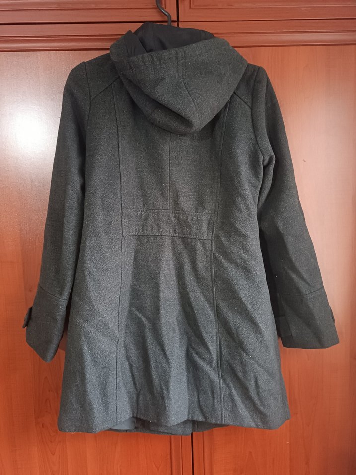 Kapüşonlu Antrasit Kaban - Görsel 2