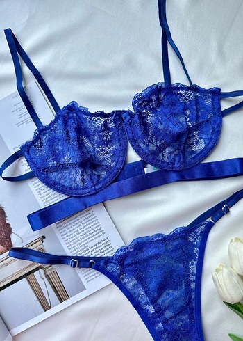 Diğer Koyu Mavi Dantelli Seksi Sütyen