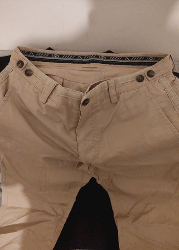Düğmeli Bej Erkek Koton Pantolon