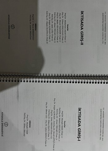 İktisada Giriş 1 ve 2 ders kitabı