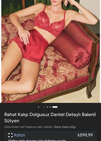 Kırmızı Dantelli Balenli Sütyen - Görsel 3