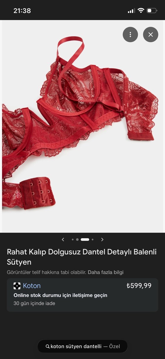 Kırmızı Dantelli Balenli Sütyen - Görsel 2