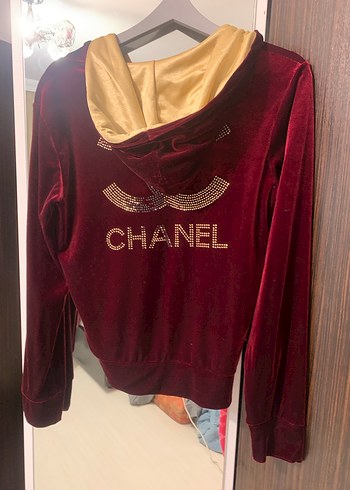 m Beden Bordo Kadife Fermuarlı Chanel Takım