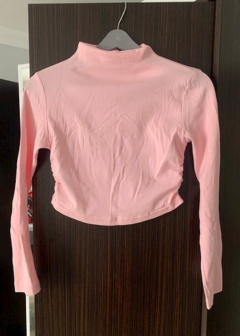 Pembe Uzun Kollu Crop Top
