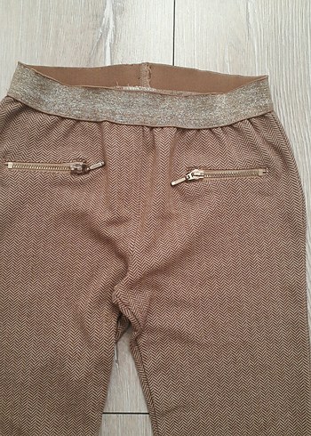 Beli Kemerli kiz cocuk Bej Kumaş Pantolon - Görsel 2