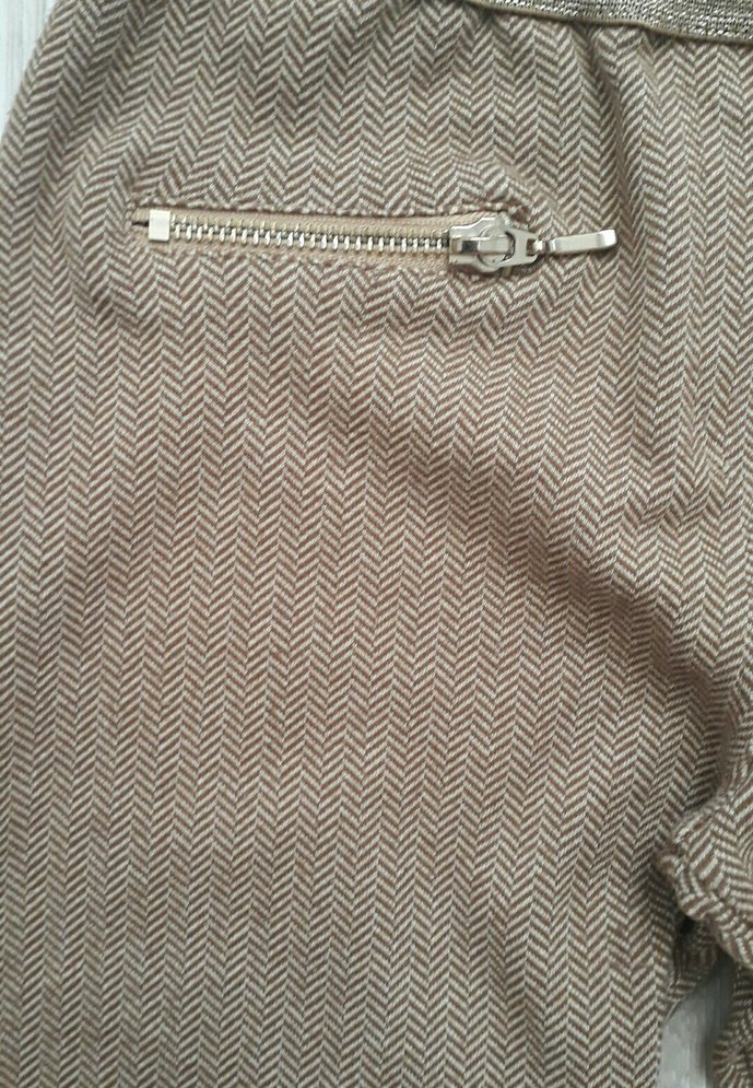 Beli Kemerli kiz cocuk Bej Kumaş Pantolon - Görsel 4