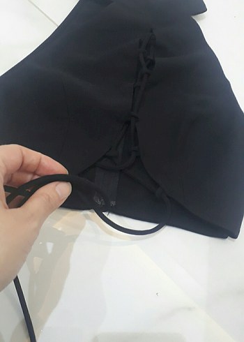 siyah önden baglamalı büstiyer - Görsel 6
