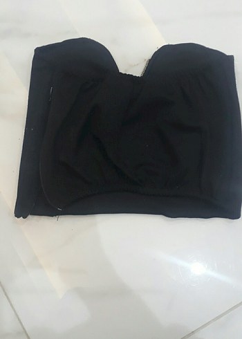 Straplez Siyah Midi Bustiyer - Görsel 2