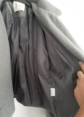m Beden gri Renk Düğmeli Gri Mini Kadın Ceket