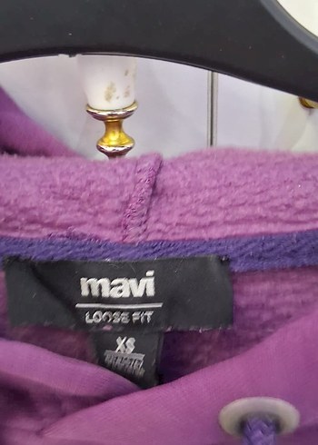 Mavi Mor Kapüşonlu Kadın Sweatshirt