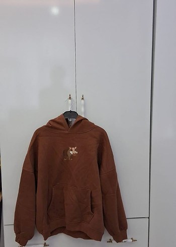 Kahverengi Kapüşonlu Kadın Sweatshirt