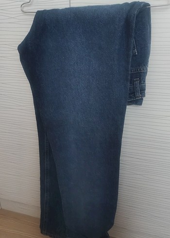 Kadın Lacivert Kemerli Salaş Midi Kot Pantolon