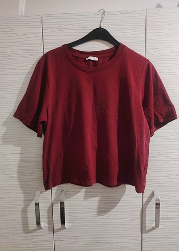 Bordo Keten Salaş Kısa Kollu Tişört