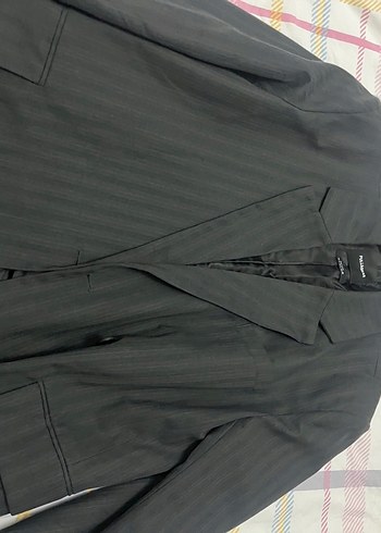Gri Düğmeli Kadın Blazer Ceket
