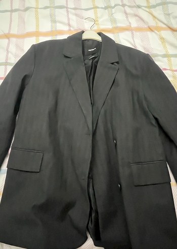 Pull and Bear Gri Düğmeli Kadın Blazer Ceket