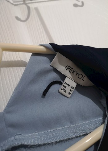 Drapeli bebek mavisi Kadın Gömlek lacivert Yaka - Görsel 2