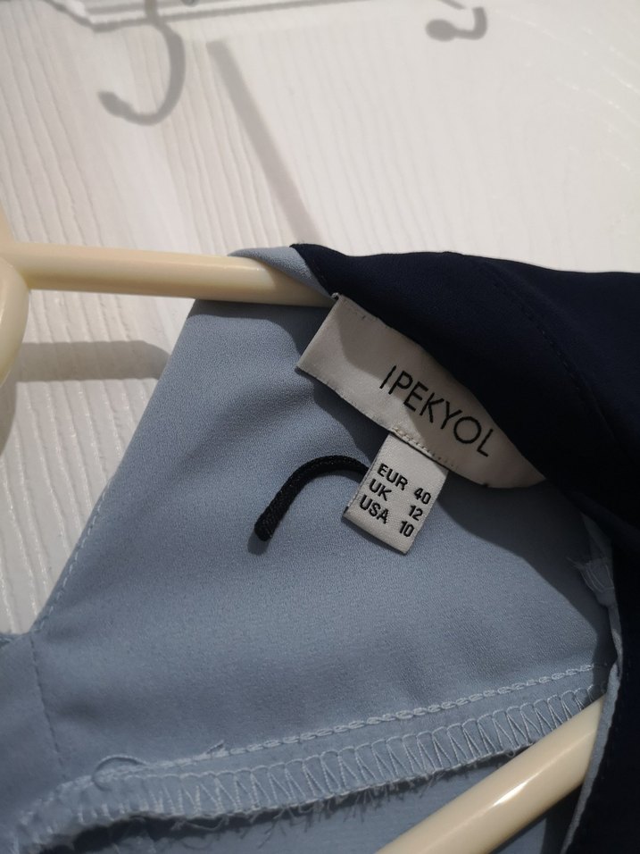 Drapeli bebek mavisi Kadın Gömlek lacivert Yaka - Görsel 2