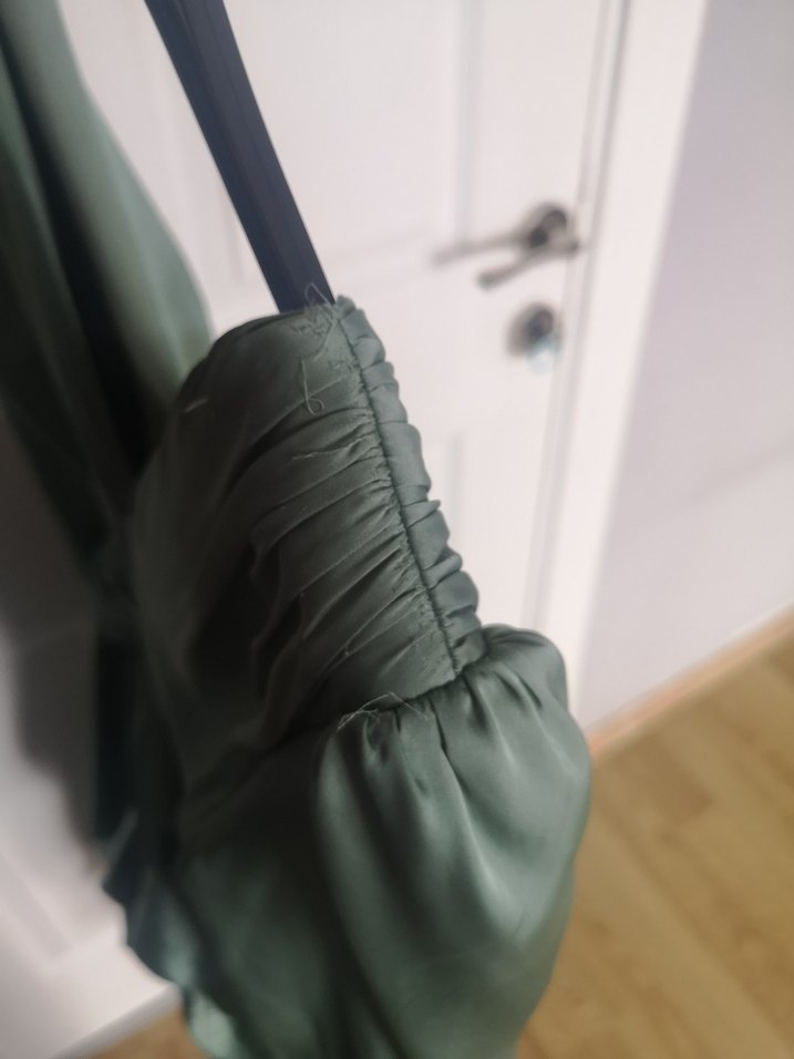 Su Yeşili,Saten, Uzun Kollu Kadın Elbise - Görsel 5