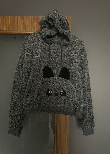 Kapüşonlu Gri Kız Sweatshirt