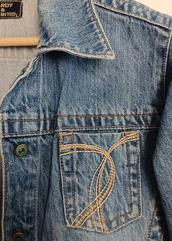 l Beden Düğmeli Kadın Mavi Denim Ceket