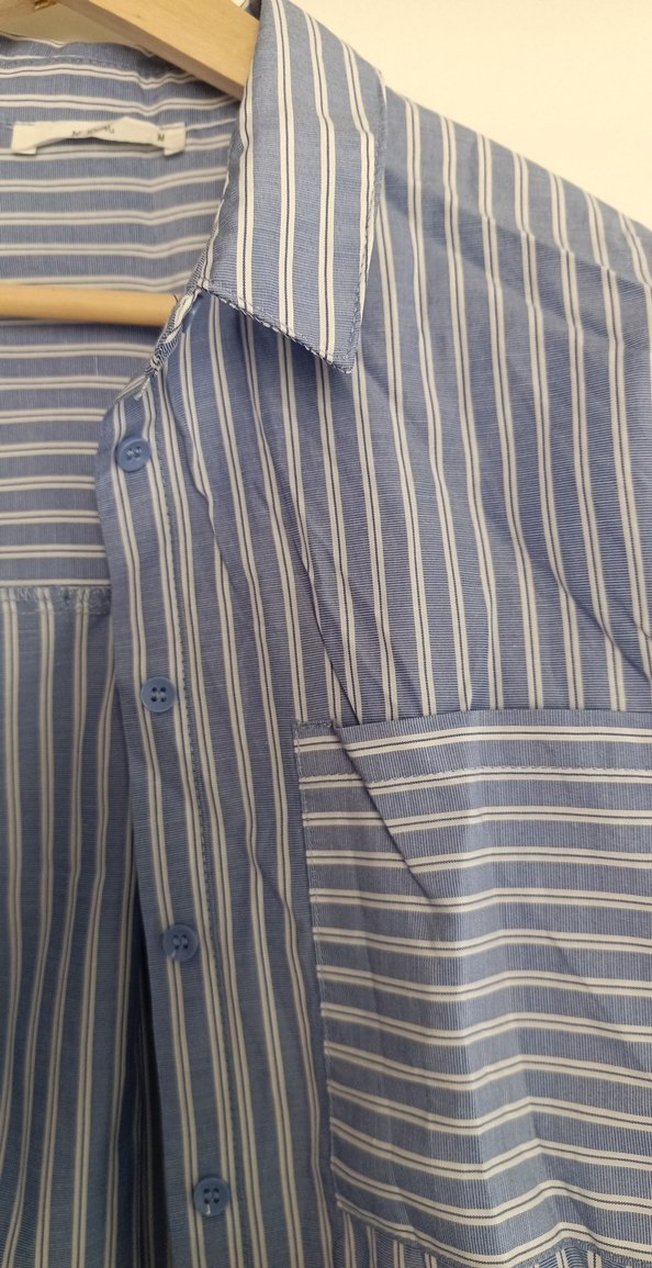 Mavi Çizgili Uzun Kollu Gömlek - Görsel 4