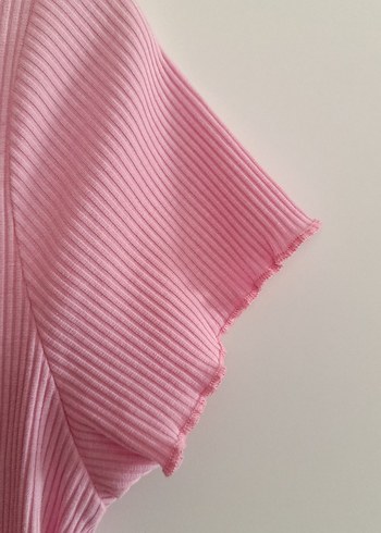 Pembe Kısa Kollu Basic Kadın Tişört - Görsel 3