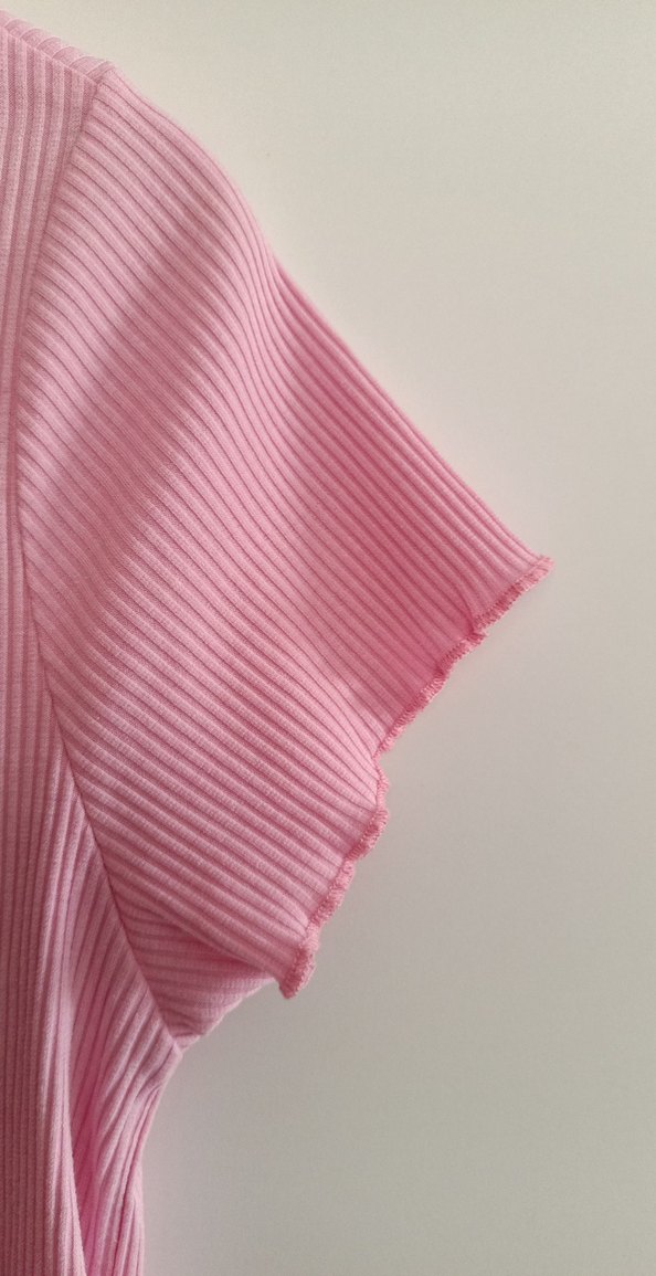 Pembe Kısa Kollu Basic Kadın Tişört - Görsel 3