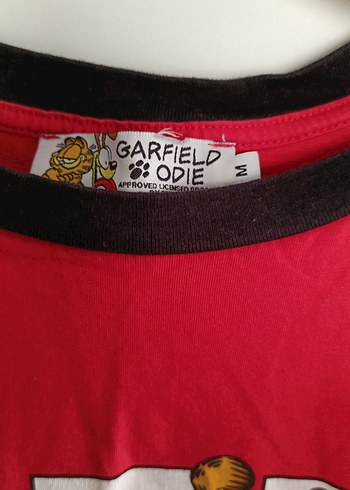 Garfield Baskılı Kırmızı Kadın Tişört - Görsel 3