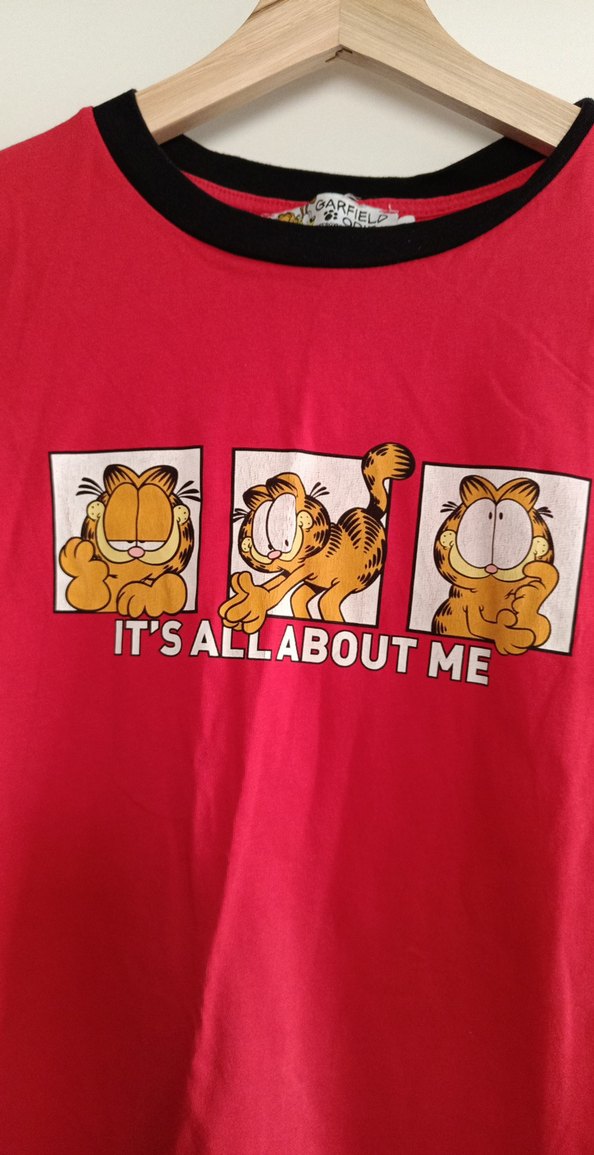 Garfield Baskılı Kırmızı Kadın Tişört - Görsel 4