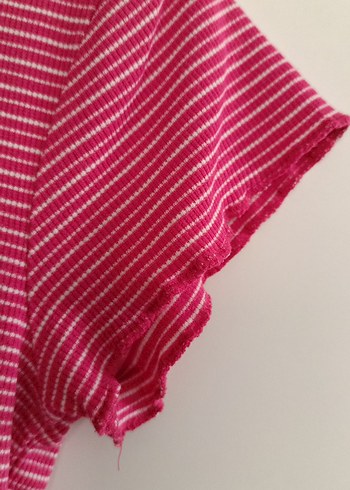 Pembe Çizgili Kadın Tişört - Görsel 3