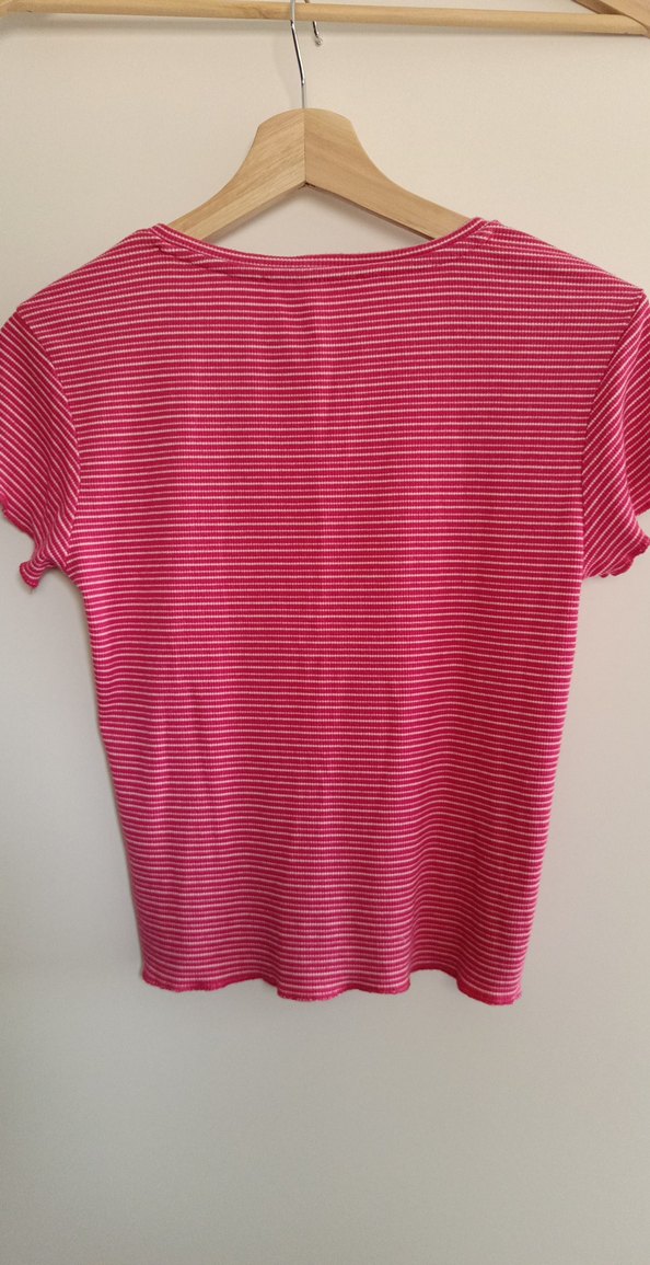 Pembe Çizgili Kadın Tişört - Görsel 2