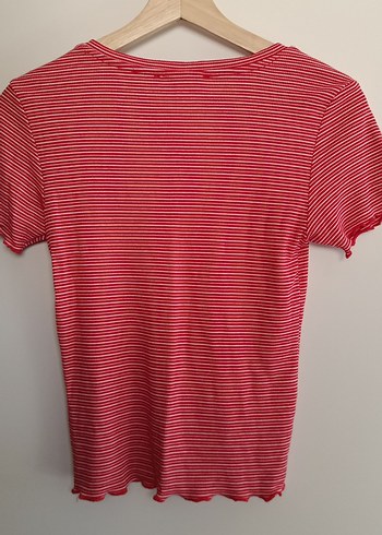 Kırmızı Çizgili Kadın Tişört - Görsel 2