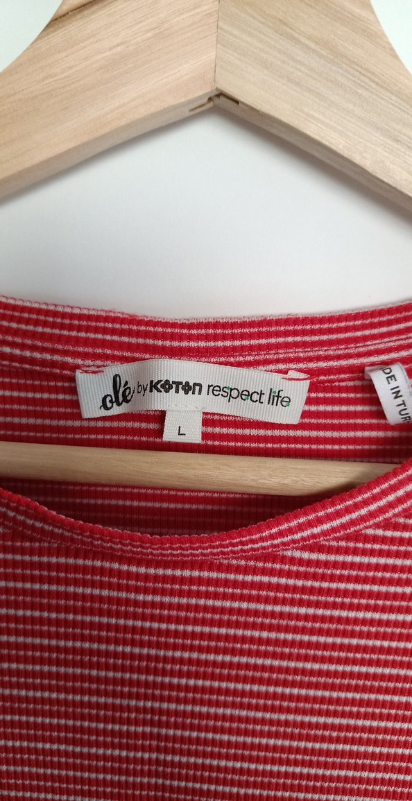 Kırmızı Çizgili Kadın Tişört - Görsel 4