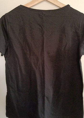 Baskılı Kısa Kollu Siyah Kadın Tişört - Görsel 2