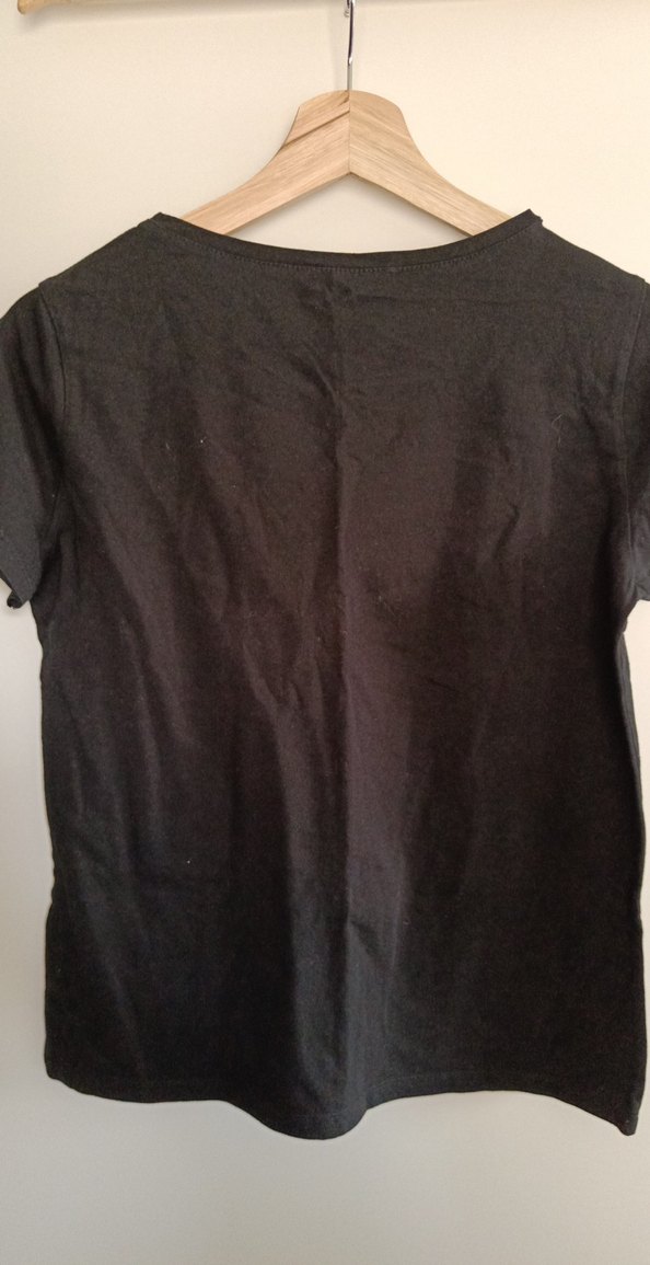 Baskılı Kısa Kollu Siyah Kadın Tişört - Görsel 2