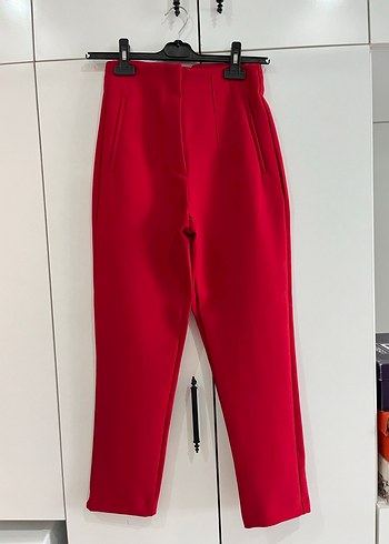 Zara Kırmızı Kadın Havuç Kumaş Pantolon