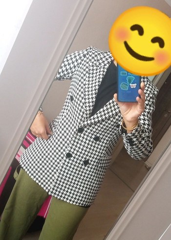 H&G Design Kazayağı Desenli Kışlık Kadın Blazer - Görsel 9