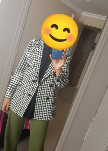 H&G Design Kazayağı Desenli Kışlık Kadın Blazer - Görsel 7