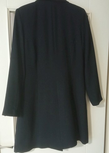 Düğmeli Siyah Midi Kadın Blazer Ceket - Görsel 7