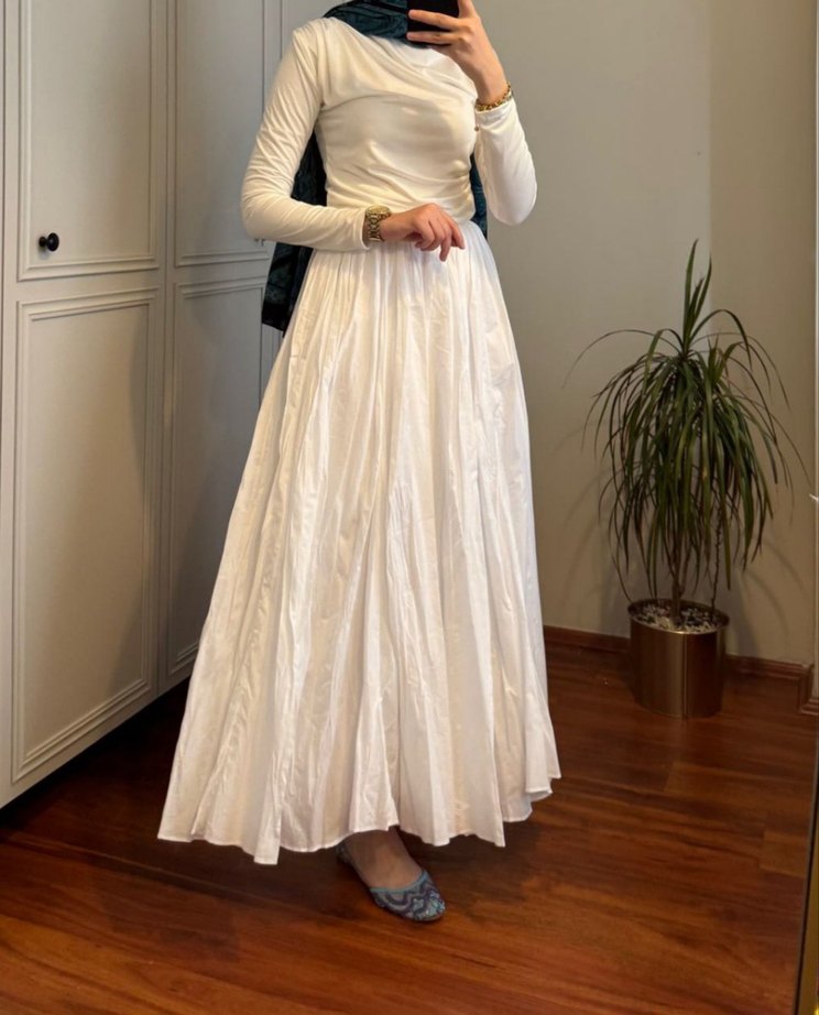 Pamuk Vual Beyaz Etek - Görsel 2